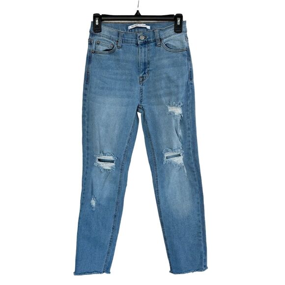 Celebrity Pink JRS SZ 1/25 Jeans Mid-Rise Stretch Frayed Distressed Light Wash - Picture 1 of 10